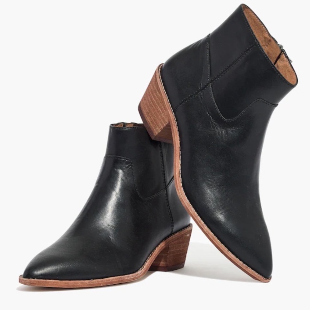 Madewell Vintage Y2K The Charley Ankle Black Leather Boots Women's Size 9.5